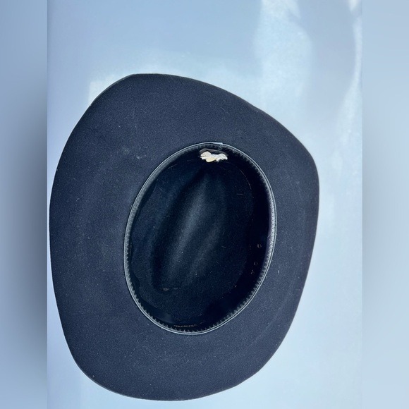 Borsalino Fedora Hat Black Wool Felt Made in Italy Vintage Size 7 (VDC) - Picture 8 of 9